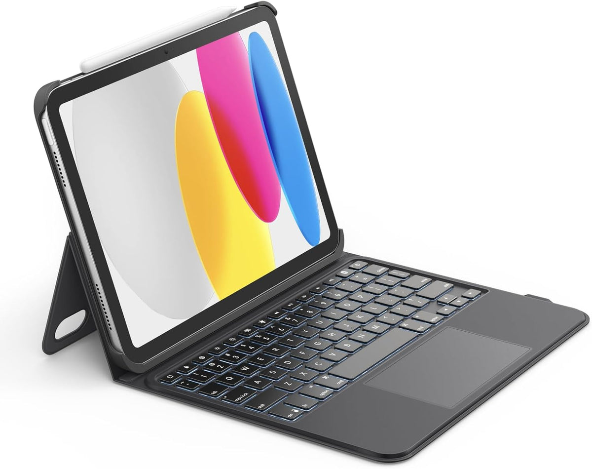 Belkin Everyday Keyboard Case w/Cradle, Backlit Bluetooth Keyboard, Multi-Gesture Controls, Magnetic Apple Pencil Storage Compatibility, & Multimedia Keys for iPad 10th Generation 10.9" - Black