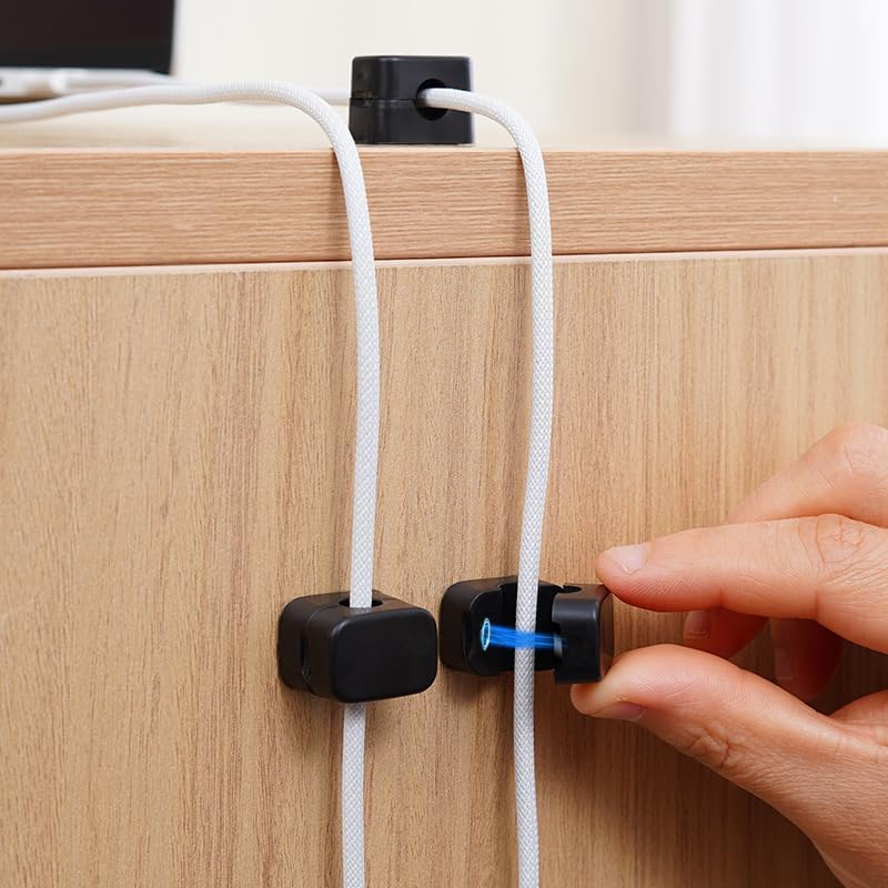 Greygel 10Pack 2025 [1s -5white 5Black Upgraded Cord Organizer Magnetic Cable Clips Lock] Cord Holder, Adhesive Wire