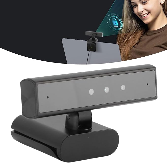 ASHATA Face Recognition Webcam Wins 10 and 11 5MP 85 Degree View Face Unlock Computer Camera with Mic for Desktop Computer Laptop Meeting Video Calls etc.