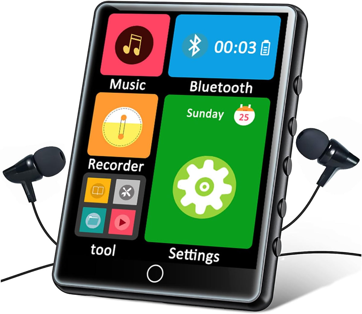 HOVOYNN 128GB MP3 5.3 2.8-inch MP3 Player with Bluetooth Touch Screen Digital Music Player Portable Player Bluetooth