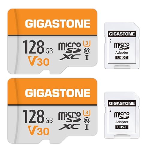 GIGASTONE 128GB Micro SD Card 2-Pack, A1 V30 4K Video Recording, Compatible with Security Camera, Dash cam, Drone, 95MB/s MicroSDXC Memory Card UHS-I