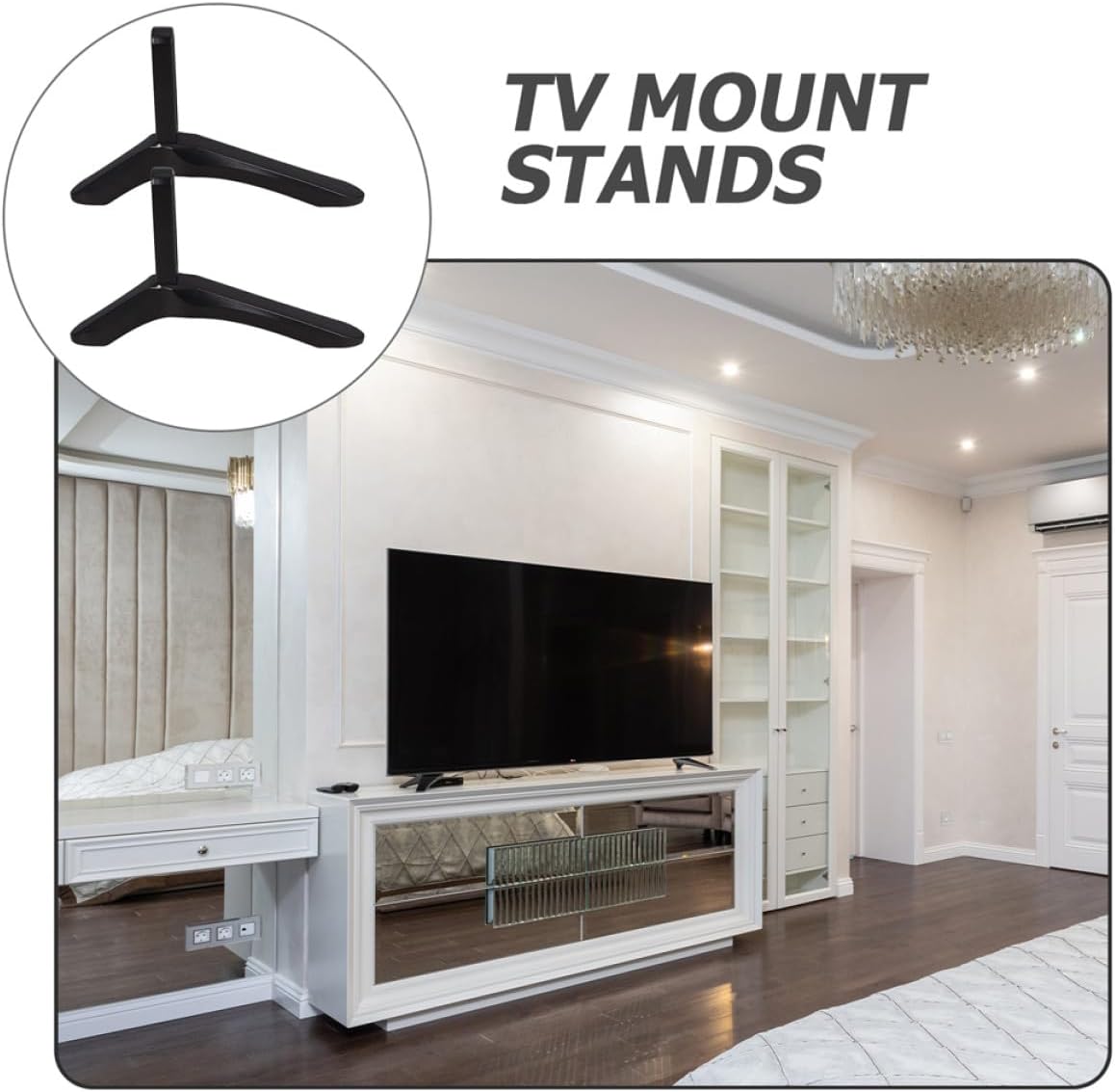 AGFELO Replacement TV Stand Base and Universal TV Bracket for with No-Drill Desktop Mount Heavy Duty Television Holder