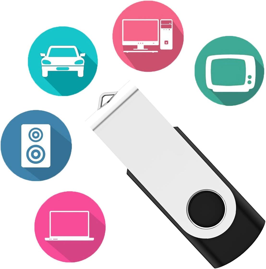 20 Pack 128MB Bulk USB 2.0 Flash Drives Small Capacity USB Thumb Drive Swivel Memory Stick JumpDrive [Not 128GB]