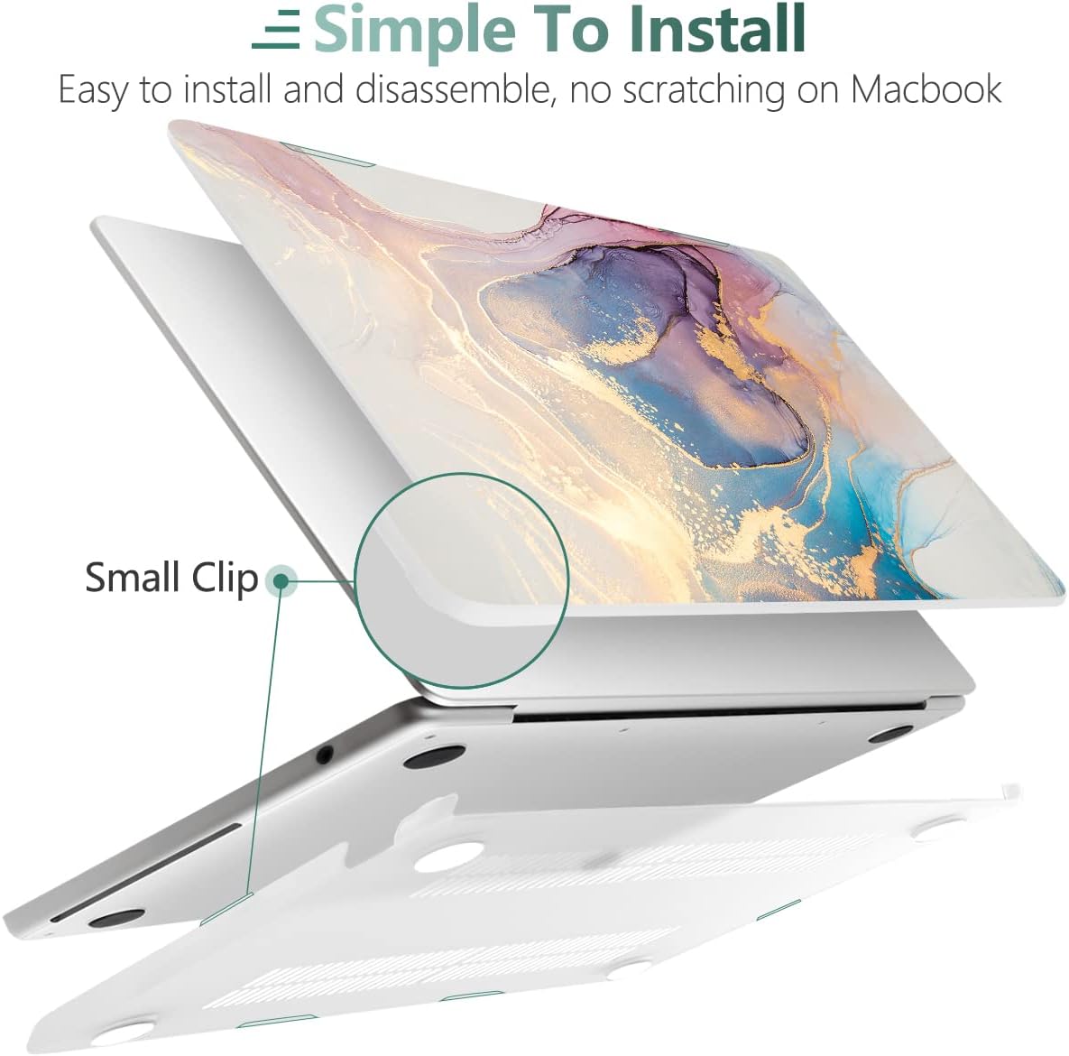 MEEgoodo Case for M4/M3/M2 MacBook Air 13.6 inch Case 2025 2024 2022, Fit Model A3240/A3113/A2681, Laptop Hard Shell with Keyboard Cover Compatible with MacBook Air 13 inch, Abtract Marble