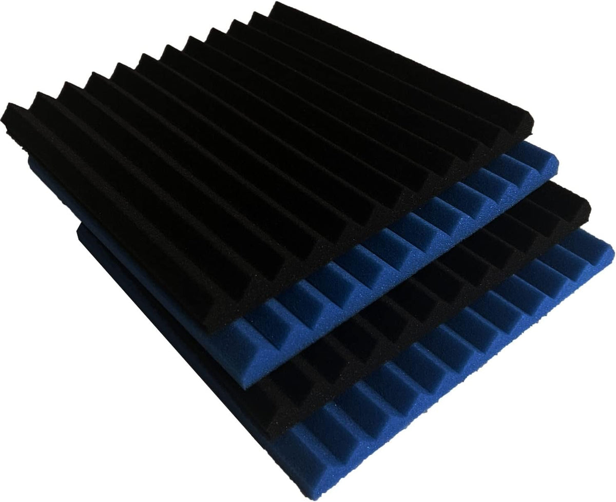 96 Pack Black/BLUE 12 "X 12 "X1" Acoustic Panels Studio Soundproofing Foam Wedge Tiles,