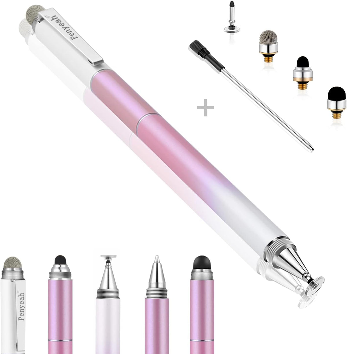Penyeah Stylus Pens (4 in 1), Universal Phone/Tablet Stylus for iPhone/iPad/Pro/Mini/Android/Samsung/Fire and All Capacitive Touch Screens - Dream Pink