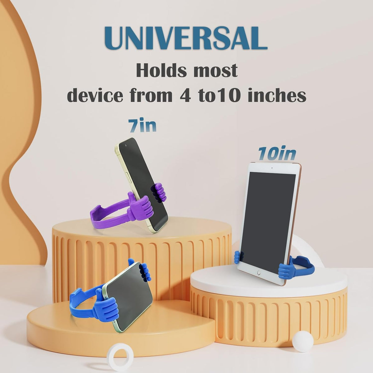 Honsky Thumbs up Cell Phone Stand,Stocking Stuffers Idea,Ok Stand Tablet Stand Cradle for Desk,Smartphone Cellphone Mobile Phone Tablets - Universal Adjustable Flexible - Light Yellow