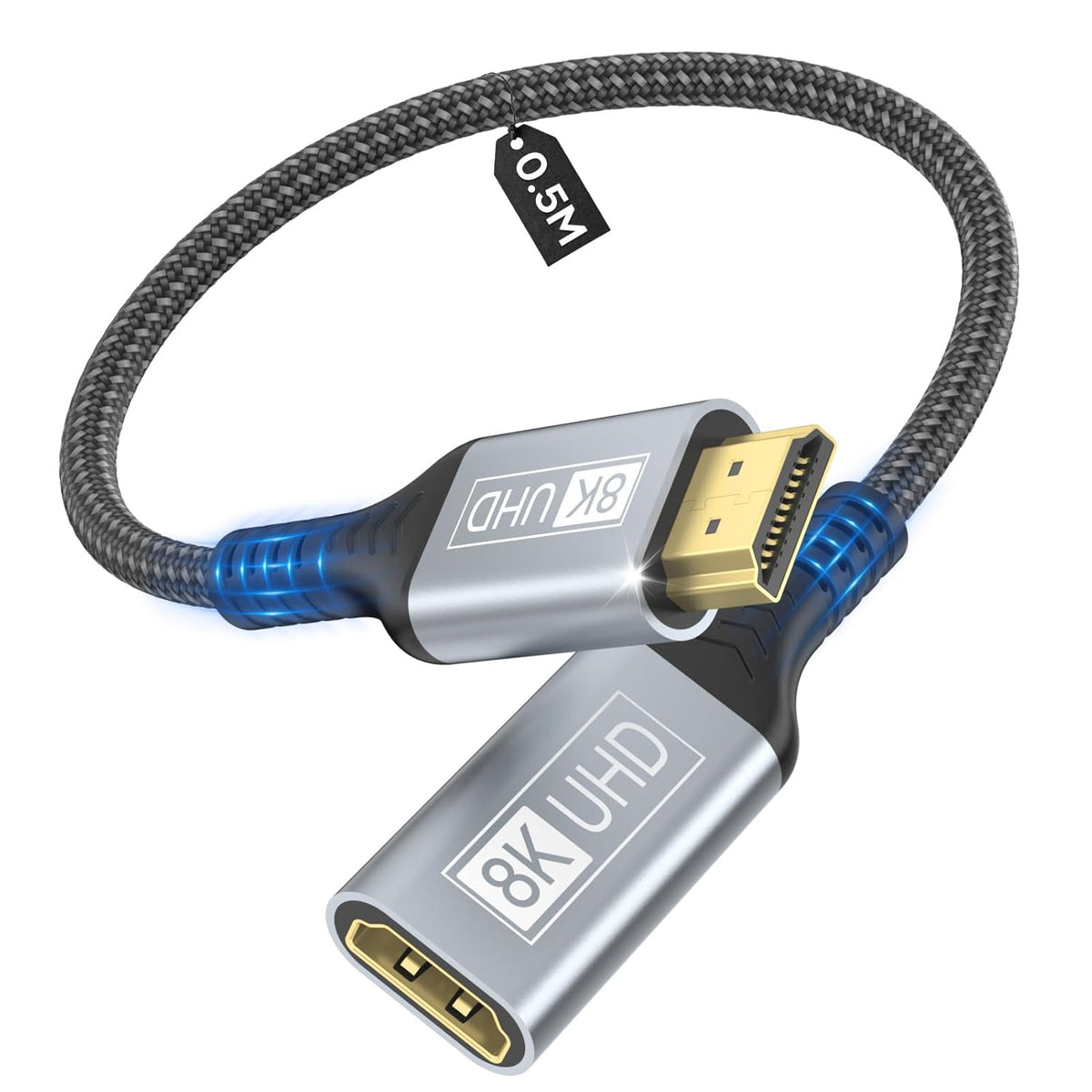 8K 2.1 8K@60Hz, 4K@120Hz, 3D, Monitor-1.6 HDMI Extension Cable, HDMI Male to Female Adapter Extension Cord HDR