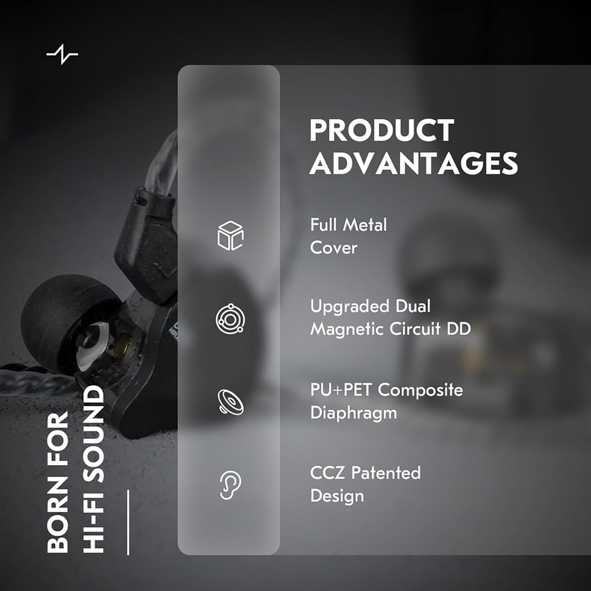 in Ear Monitor Headphones,CCZ DC02 Type-C IEM Earphone Dual Magnetic Circuit DD Wired Headphones,Professional Hifi Earphone,Stereo Sound Gaming Earbuds Headphone,CCZ In Ear Monitor for System