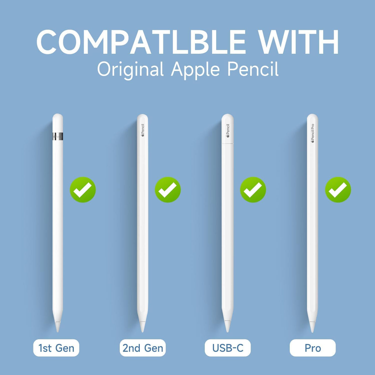 nimin Replacement Tips for Apple Pencil 2nd Gen & 1st Gen- [8 Pack] Apple Pencil Spare No Wear Out Fine Point Precise Control Apple Pen Tip, Plastic Tips + Metal Tips