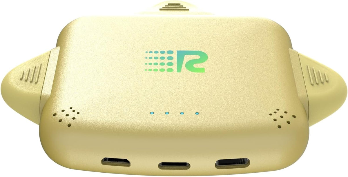 Universe 3 in 1 Portable Charger – 3300mah, 2.4A High-Speed Fast Charging Compatible with iPhone and Android Lightning, Type C, Micro-USB Charges 3 Devices at a Time Pre-Charged RC33 Gold