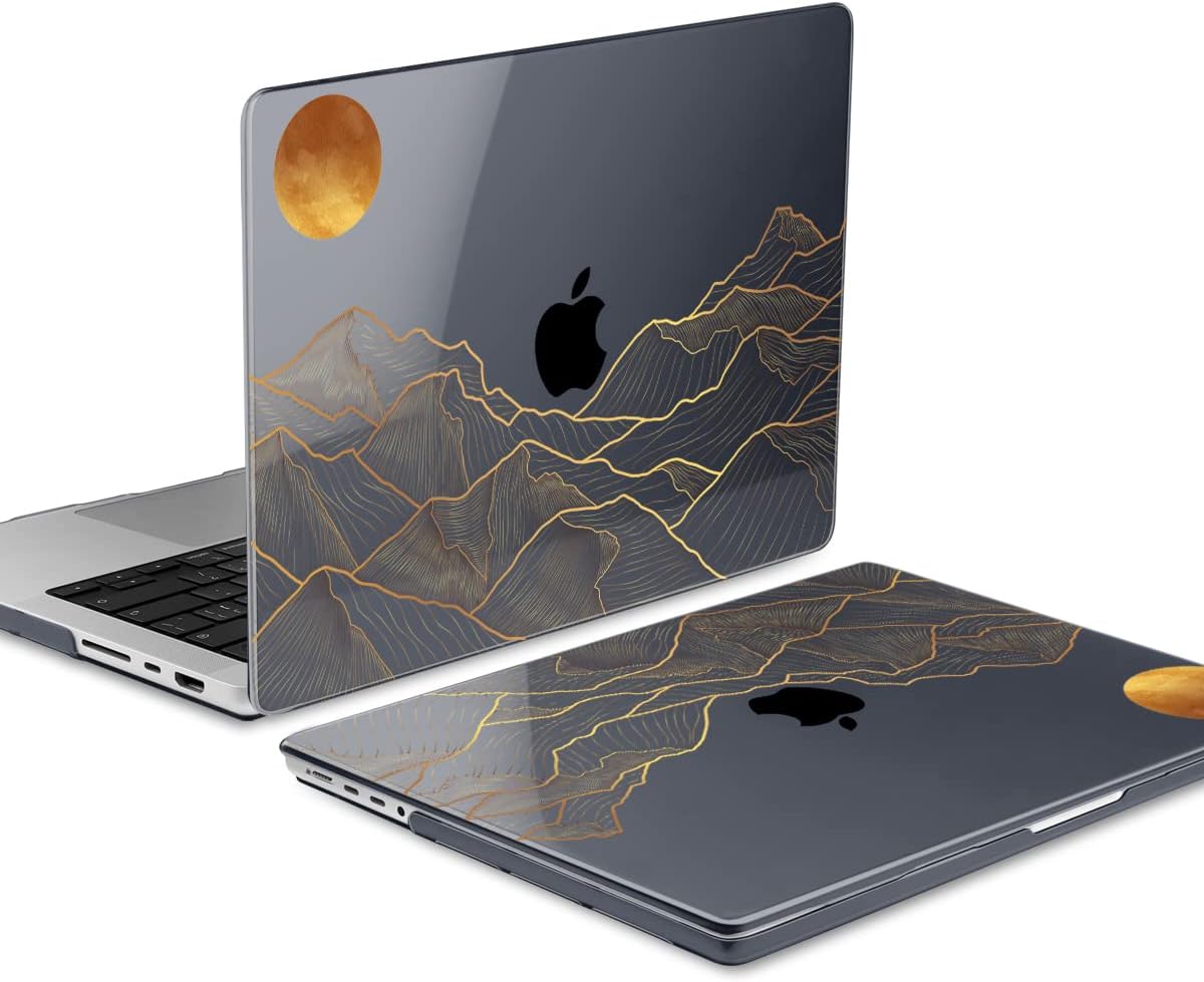 DONGKE for M4 MacBook Pro 16 Inch Case 2024 2023 2021 A3403 A3186 M3 A2991 M2 A2780 M1 A2485 Pro/Max Chip, Plastic Hard Shell Case & Keyboard Cover for Mac Pro 16 with Touch ID, Abstract Mountain