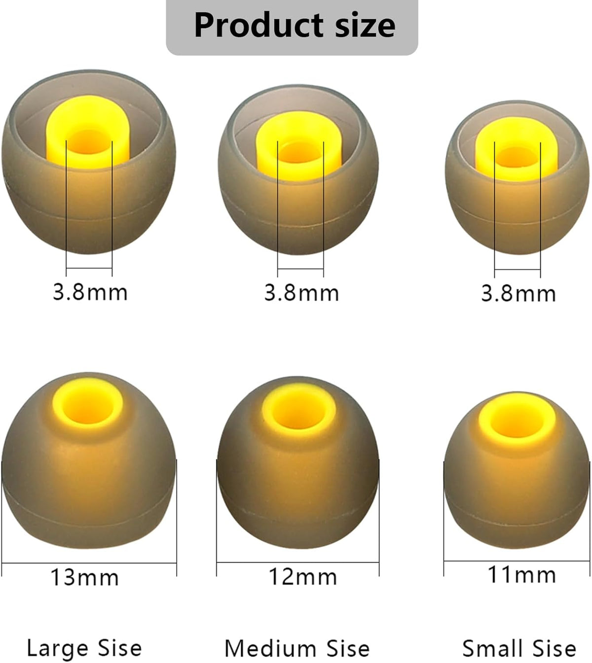 Earbud Replacement Tips Silicone Earbud Tips Earbud Covers Fit for in-Ear Headphones (Inner Hole 3.8mm -5.1mm) Earbud Rubber Tips Eartips 9 Pairs S/M/L