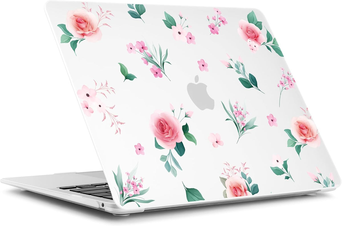 Batianda Case for M1 MacBook Air 13 Inch Model A2337 A2179 A1932 2021 2020 2019 Release,Lovely Floral Design Matte Hard Shell with Keyboard Cover & Screen Protector, Peach Rose