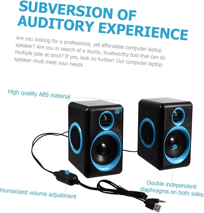 GALPADA Mini USB 2.0 Loudspeaker Box for Desktop Laptop Computer Compact Wired Surround Sound Speaker with Dc5v Power Suitable for Home Office and Gaming Use