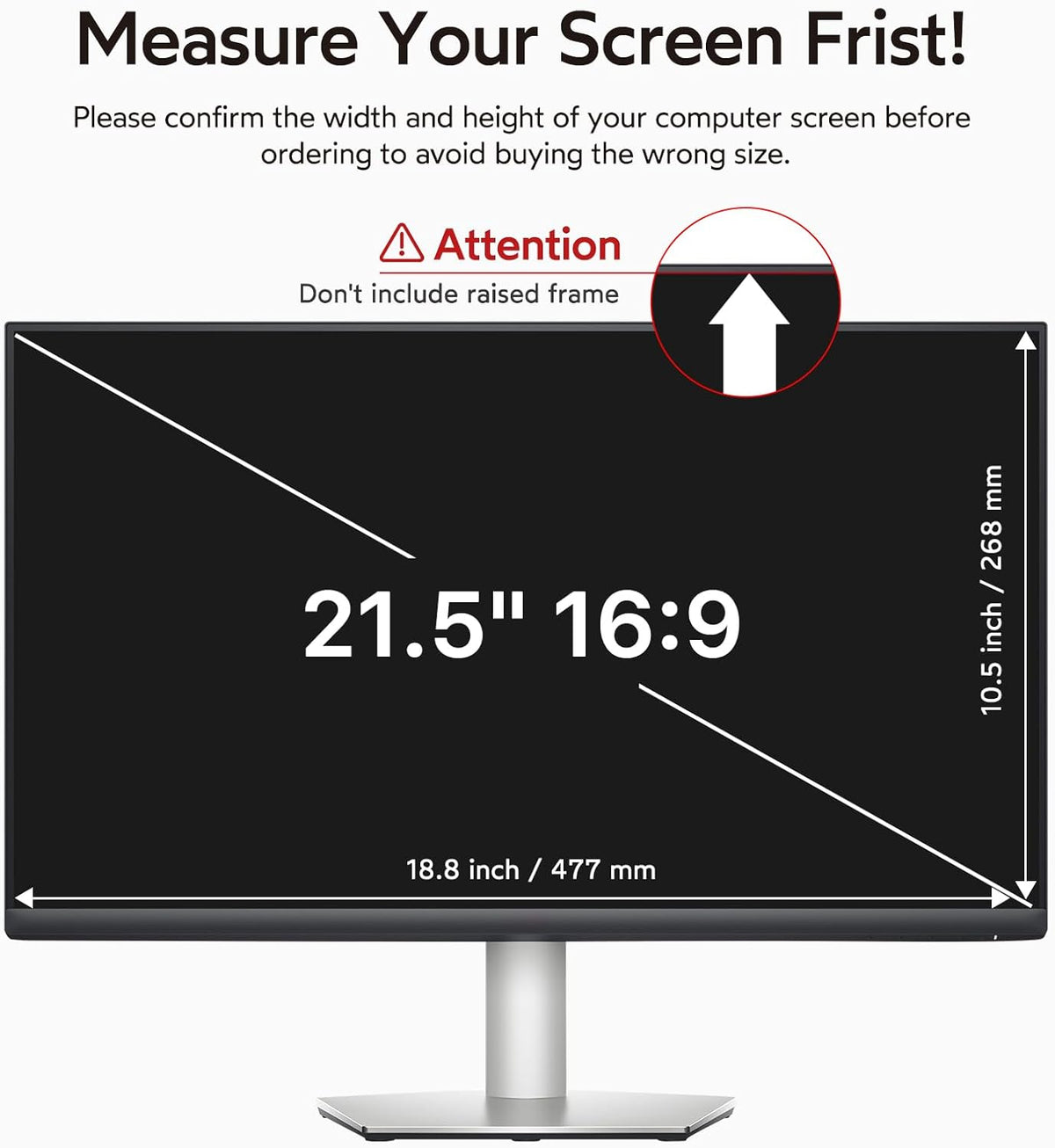 BERSEM 21.5 Inch Monitor Computer Privacy Screen Filter for 16:9 Ratio,Removable Monitor Anti-Glare & Privacy Filters for 21.5 Inch, Anti Blue Light, Anti-Spy, Anti-Scratch, UV-Blocking