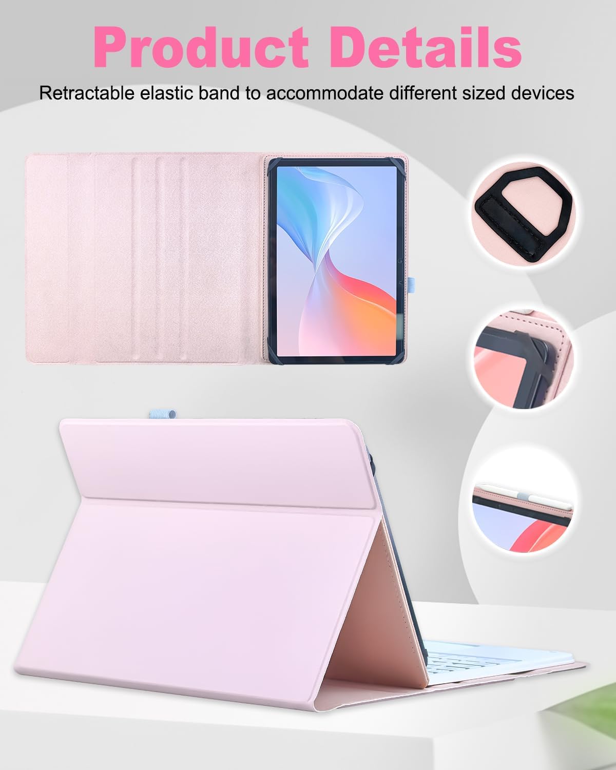 Universal Touchpad Keyboard Case for 9.7,10.1,10.2",10.5",10.9",11" Tablet, Rainbow Backlight TrackPad Keyboard with Type-C Charging Port fit 9.7-11 inch Android/iOS/Windows (Pink)