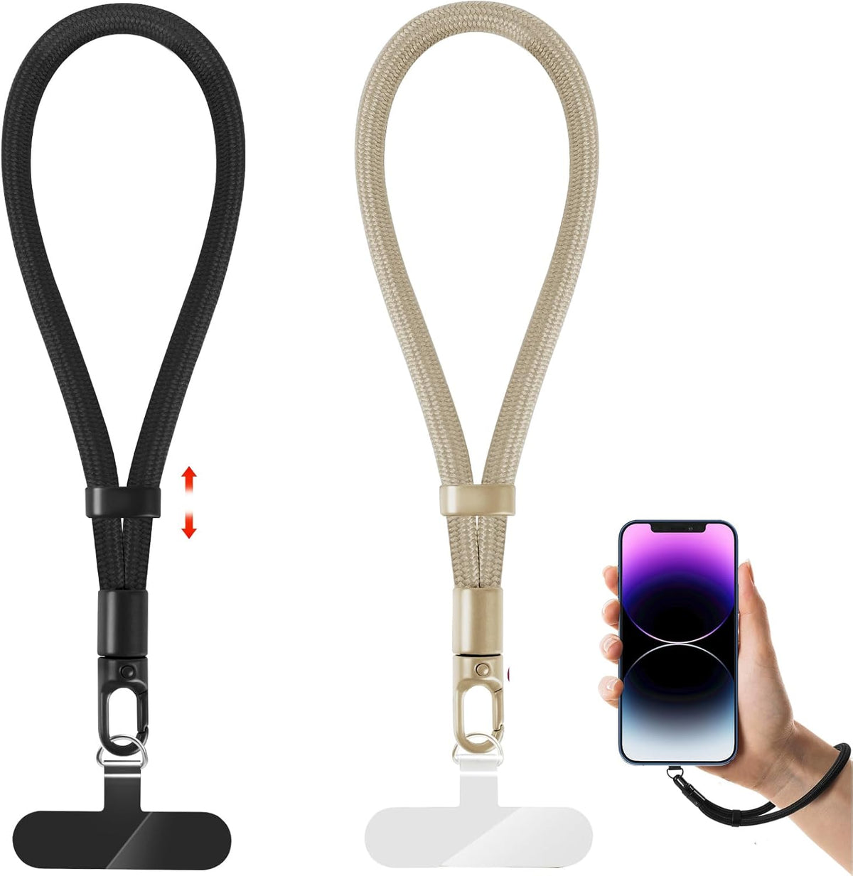 Phone Lanyard, 2 Pack Adjustable Cell Phone Lanyard Strap, Hand Wrist Strap Lanyard with Tether Tabs for Smartphones