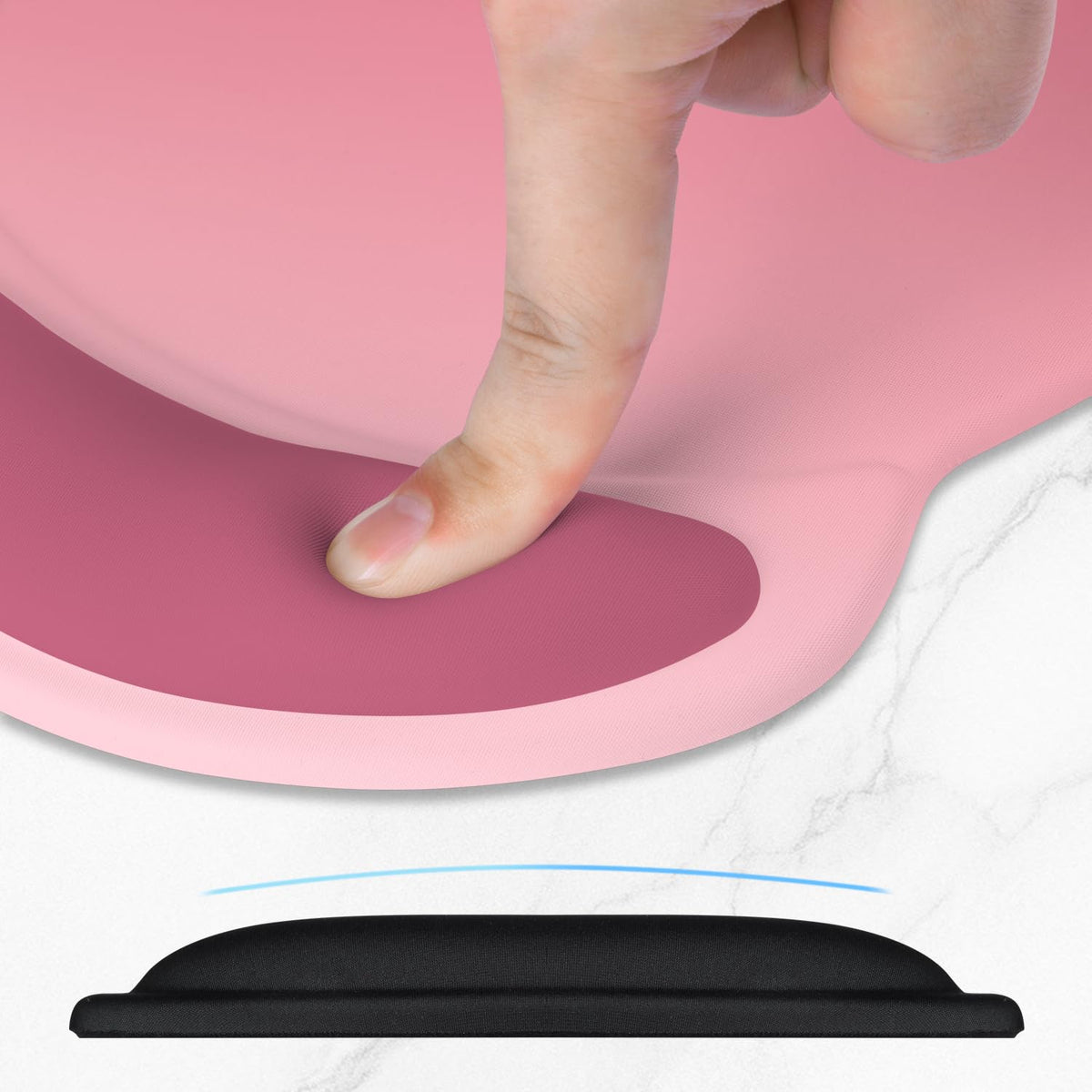 ITNRSIIET Ergonomic Mouse Pad with Comfort Gel Wrist Rest, Non-Slip PU Base, Smooth Textured Surface, Reduces Hand Fatigue & Wrist Pain, 8.7 x 7.2 Inch for Office Gaming Home, Pink Ombre