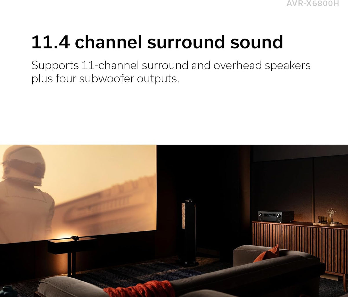 Denon AVR-X6800H 11.4 Channel 8K Receiver with 3D Audio and Dolby Atmos with a 1 Year Amber Protection Extension (2023), Black