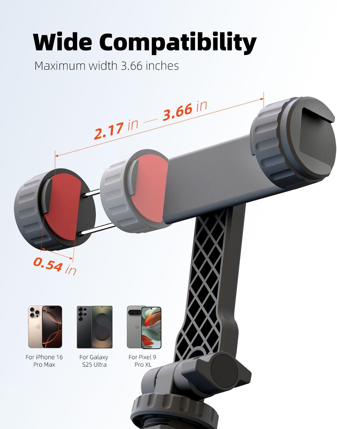 Phone Tripod Mount, Universal Cell Phone Mount for Tripod with 2 Cold Shoe & 1/4" Standard Screw, 360° Rotates & 180° Tilts Adjustable Phone Holder Adapter for Mobile & Camera Photography