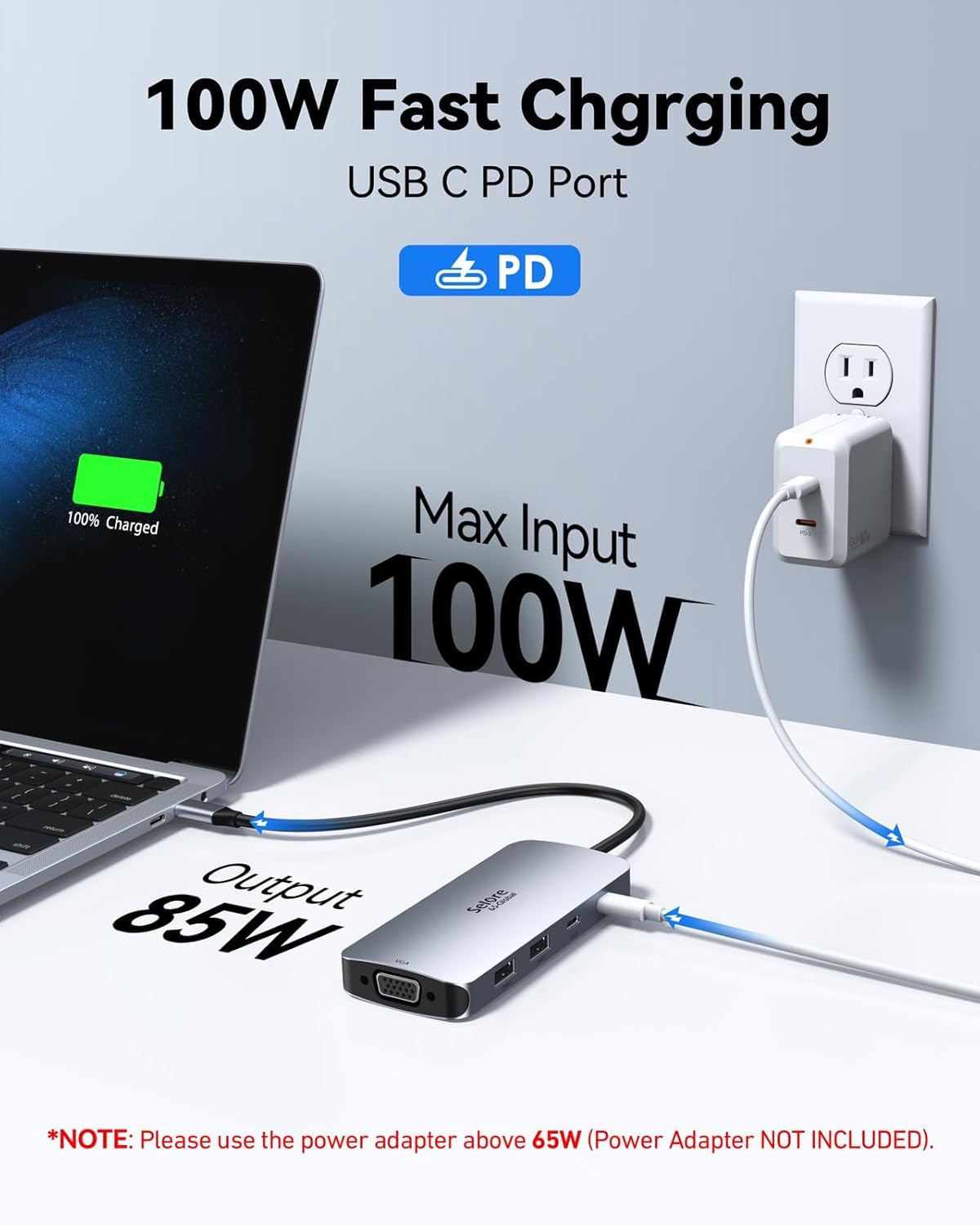 USB C Docking Station Dual Displayport Monitor, USB C Hub Displayport with 2 DP, HDMI, VGA, PD Charging, USB A&C 2.0 Ports Multi Monitors Adapter for Dell/HP/Lenovo, etc