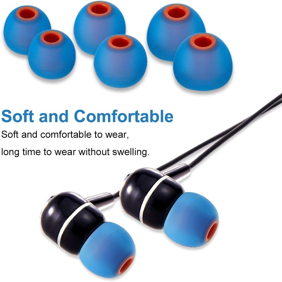 Earbud Tips Soft Silicone Earbuds Replacement Tips Fit for in-Ear Headphones(Inner Hole from 3.8mm - 4.2mm Earphones) 9 Pairs S/M/L,Black/Orange