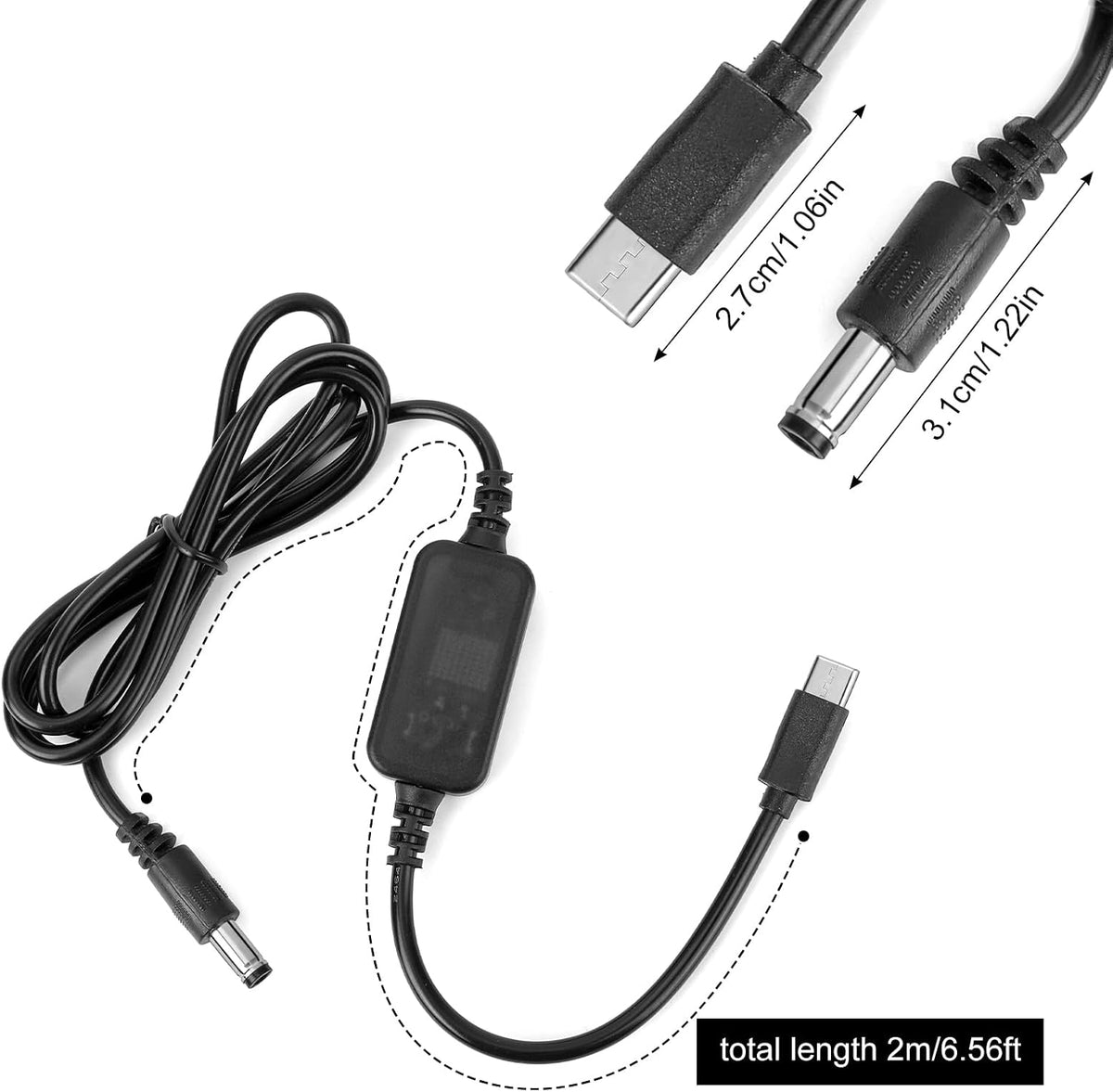 BOXOB DC5521 Baby Car Camera USB Powered Adapter, Durable Copper Baby Car Camera Monitor to USB C Tape- C Cable Cord