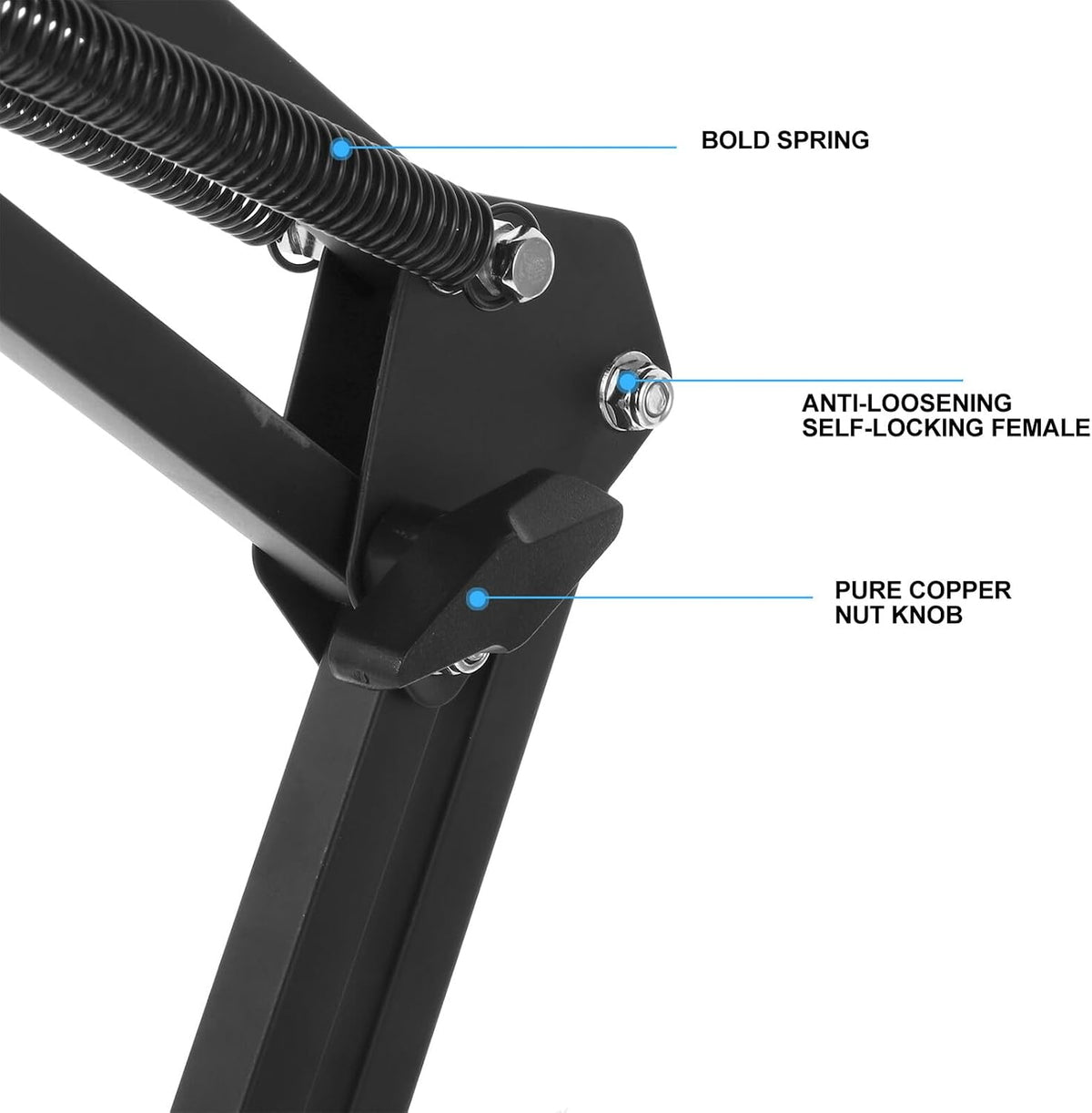 Cabilock 1/4 Inch Metal Webcam Clamp Stand with Adjustable Scissor Arm, Desktop Camera Holder with Screw, Black
