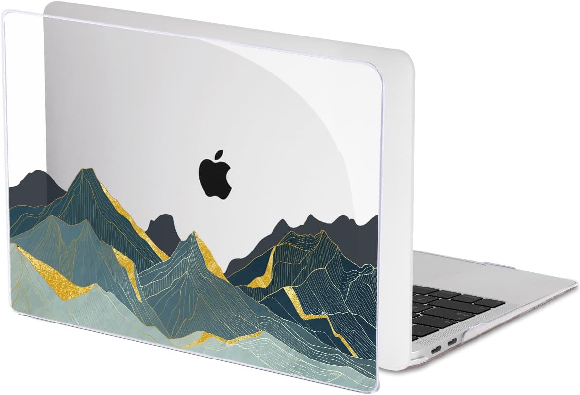 for MacBook Air 13 Inch Case 2021 2020 2019 2018, Plastic Hard Shell Case Keyboard Cover for Mac Air 13 Model A2337 M1 A2179 A1932 with Touch ID & Retina Display, Circling Mountain