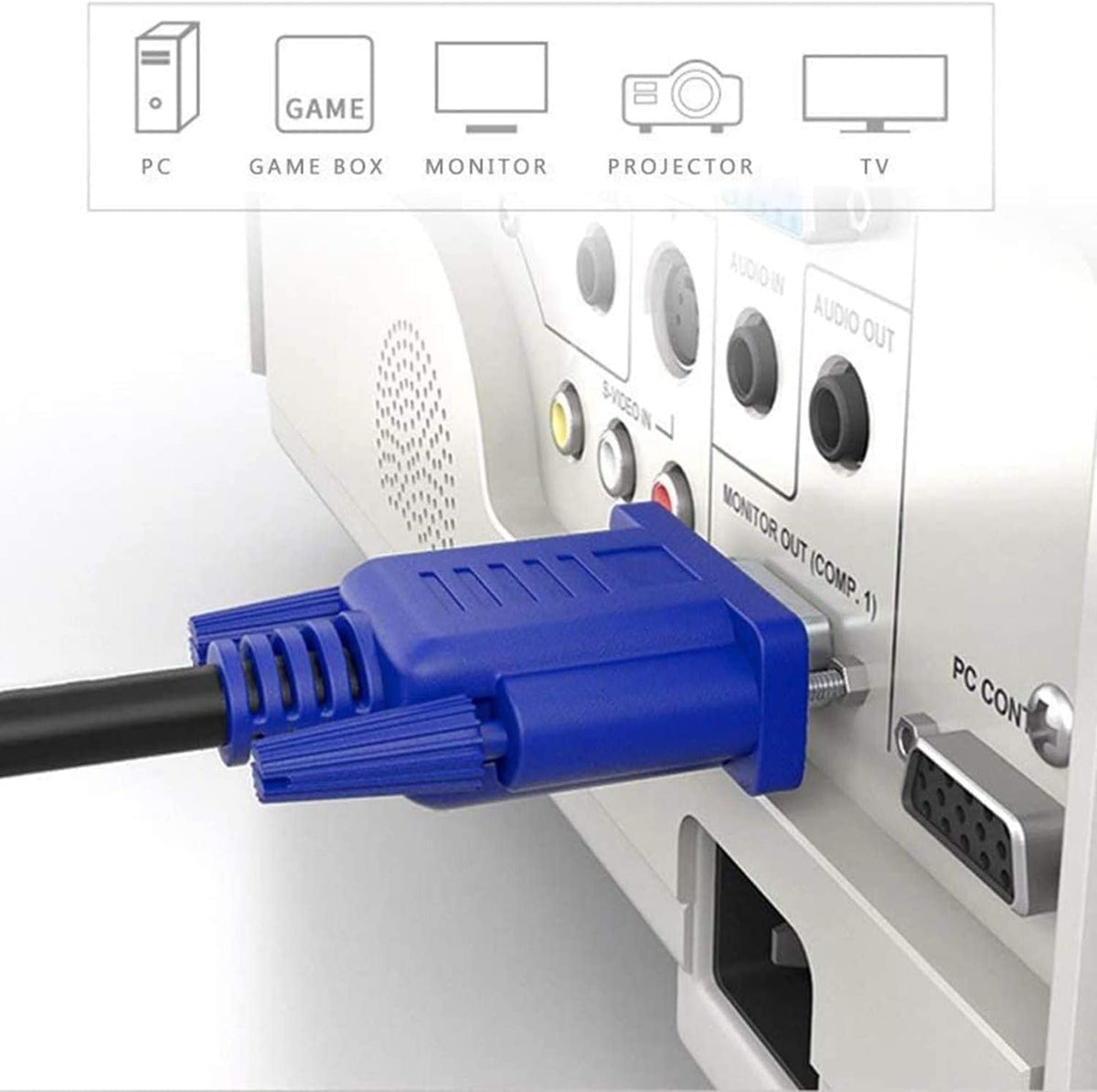 PASOW VGA to VGA Monitor Cable HD15 Male to Male for TV Computer Projector (30 Feet)