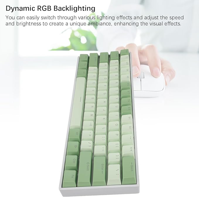 Yoidesu Mechanical Keyboard USB C Wired Gaming Keyboard RGB Backlit 61 Keys Red Switch Computer Keyboard for 2000 ME 7 8 10 for HarmonyOS