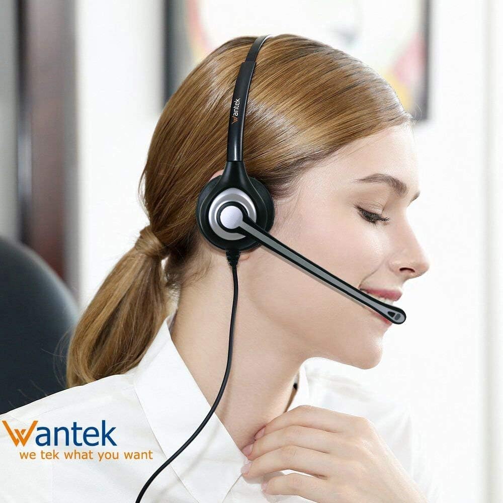 Headset Headset 2.5mm Wantek Phone with Microphone Noise Cancelling,Telephone Jack Compatible with Panasonic AT&T