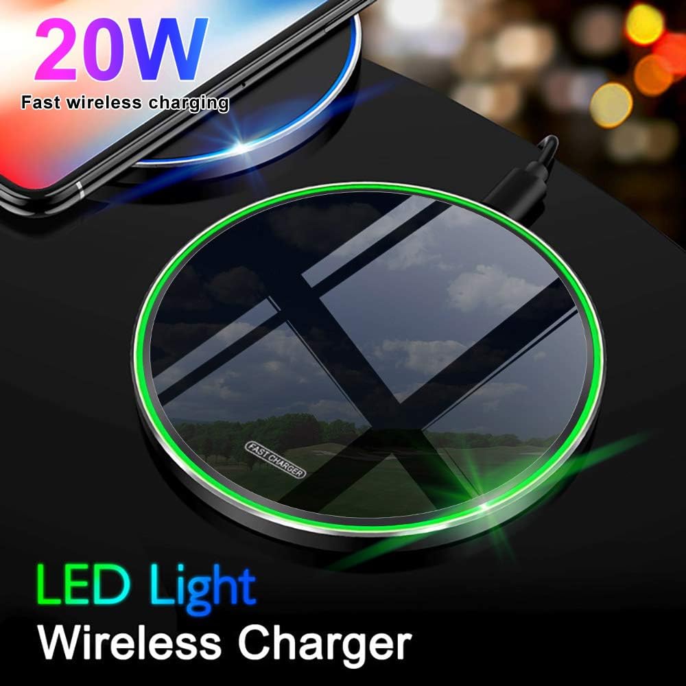Fast Wireless Charger,20W Max Wireless Charging Pad Compatible with iPhone 16/16 Pro/Pro Max/15/14/13/12/11/X,AirPods;FDGAO Induction Charge Mat for Samsung Galaxy S25/S24/S23/S20/Pixel/G8