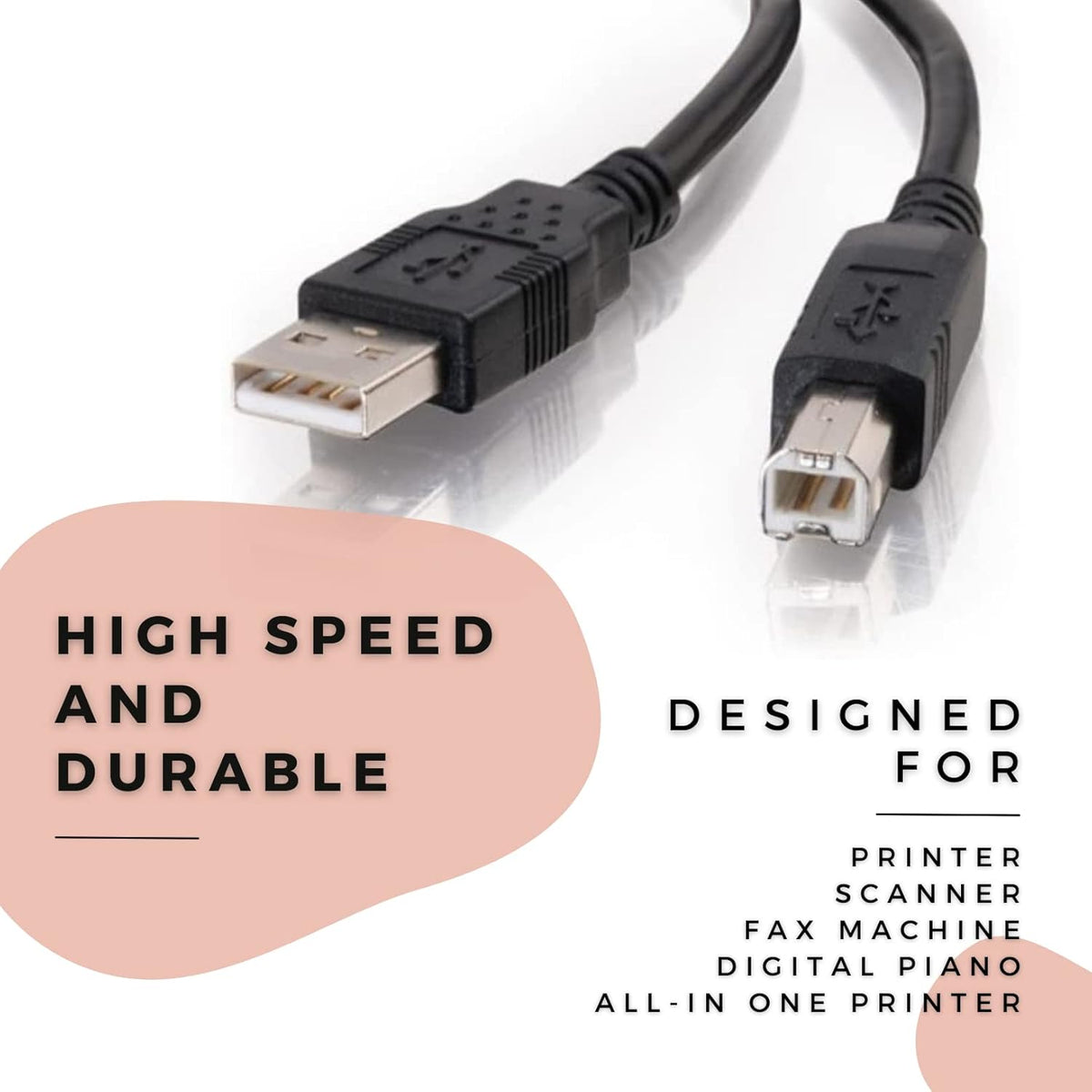 6 190 FEET USB Printer Cable for HP Color Copier with Life Time Warranty