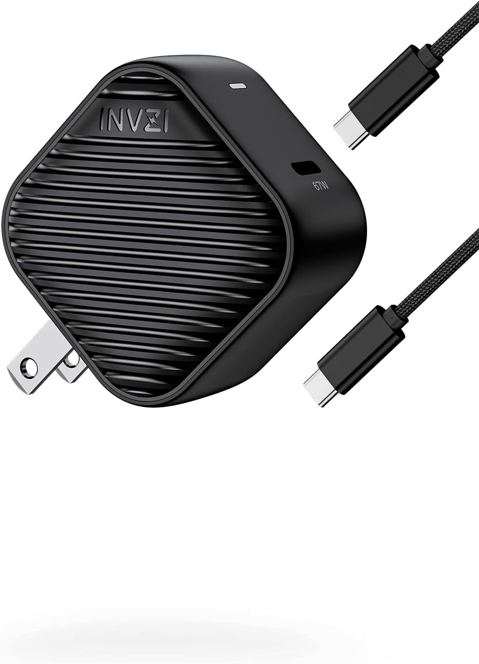 INVZI GaNHub USB C Charger 67W, GaN III PPS Mini Fast Foldable Power Adapter with USB-C Cable for MacBook Pro/Air, Galaxy S24, Dell XPS, HP, iPhone 16/15 Pro, iPad Pro, Steam Deck, Laptops