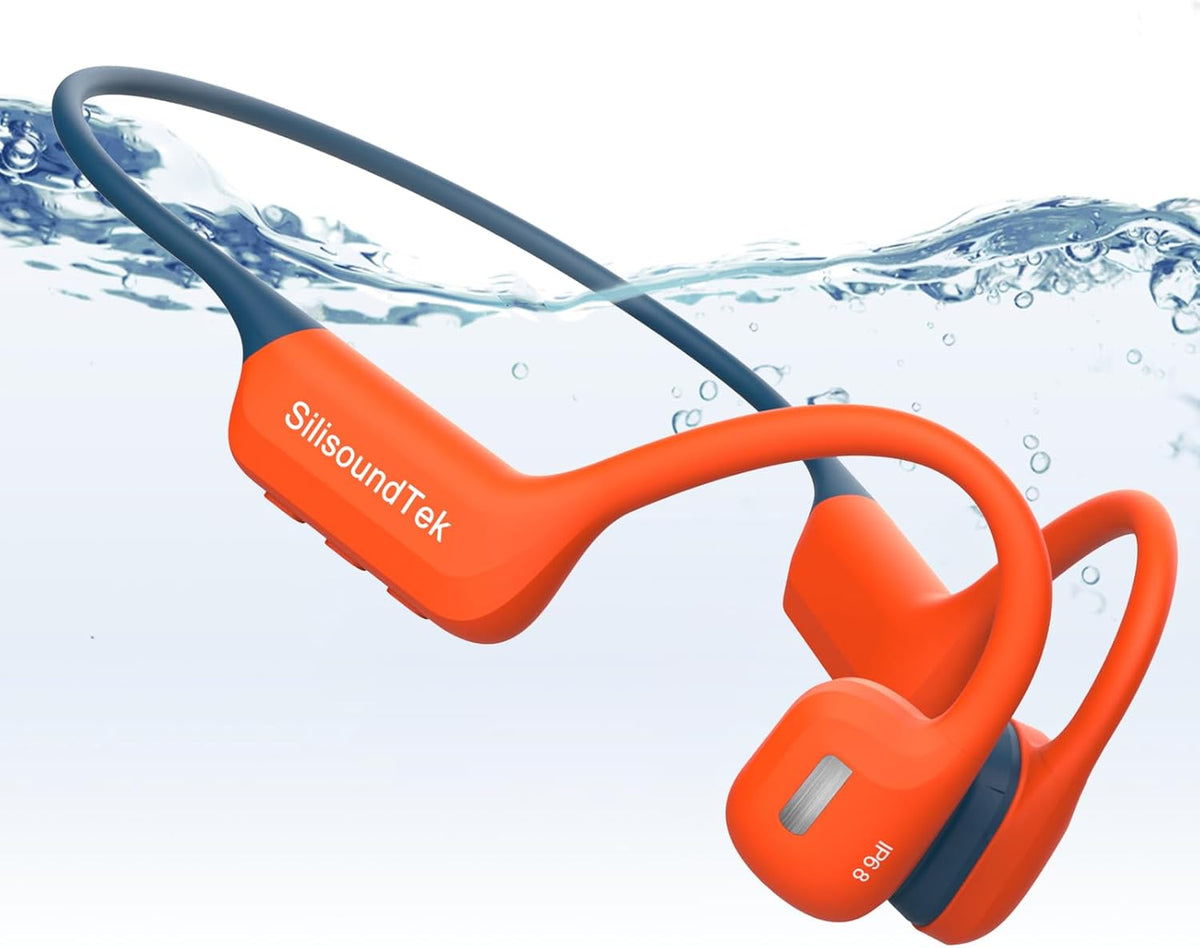 6.0 Swimming IP68 32GB MP3 Bluetooth Headphones, Waterproof Bone Conduction Headphones, Liquid Silicone Wireless Open