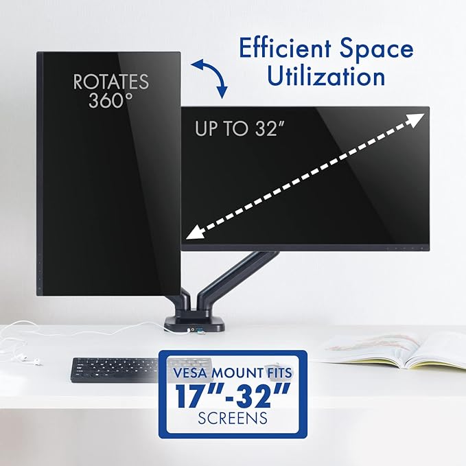 Dual Spring LCD Monitor Arms with USB and Multimedia Ports for: ViewSonic VA2247-MH 22 Inch Full HD 1080p Monitor with Ultra-Thin Bezel 75 Hz Eye Care for Home and Office