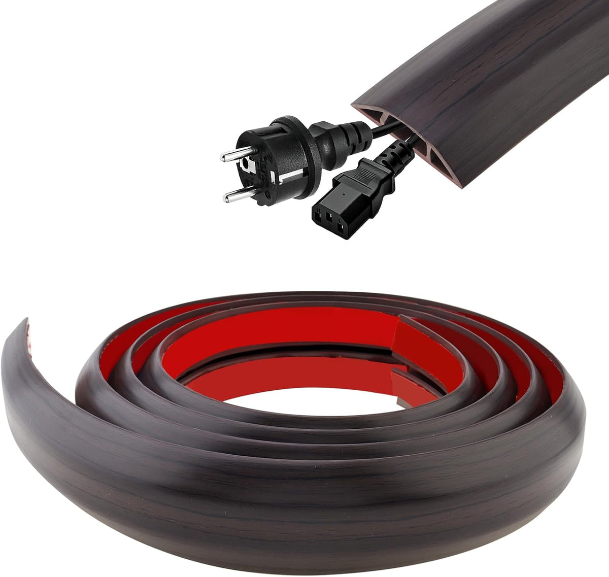 6.6Ft Floor Cord Covers Self Adhesive Cord Hider Extension Management Prevent Cable Trips Walnut Wood Grain for Cable