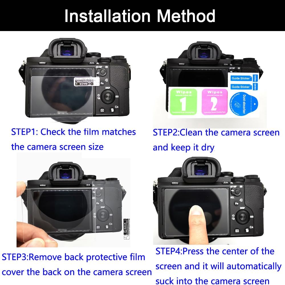 ADQQUI A9III 9 9H (3 Pack) Tempered Glass Compatible for Sony Alpha III Mirrorless Camera, Anti-Scratch Hardness Screen