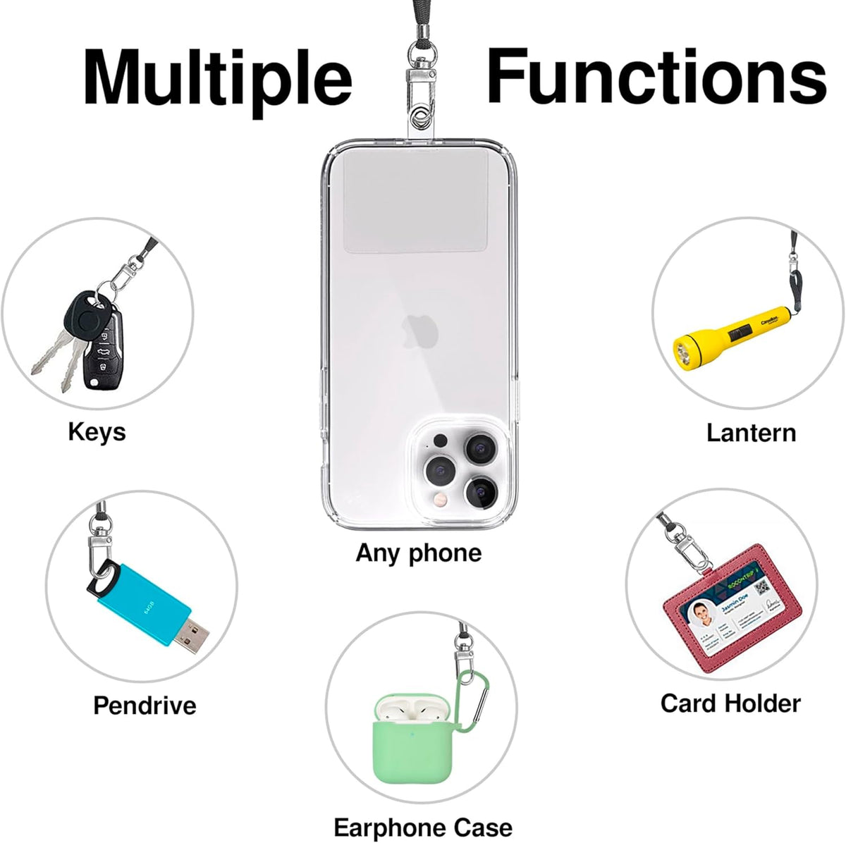 Cell Phone Lanyard [Orange] - Comfortable Universal Smartphone Lanyard - Easy to Use Neck Phone Holder [Clear Patch] - Adjustable Length Phone Strap Crossbody - Fits All Mobile Phones