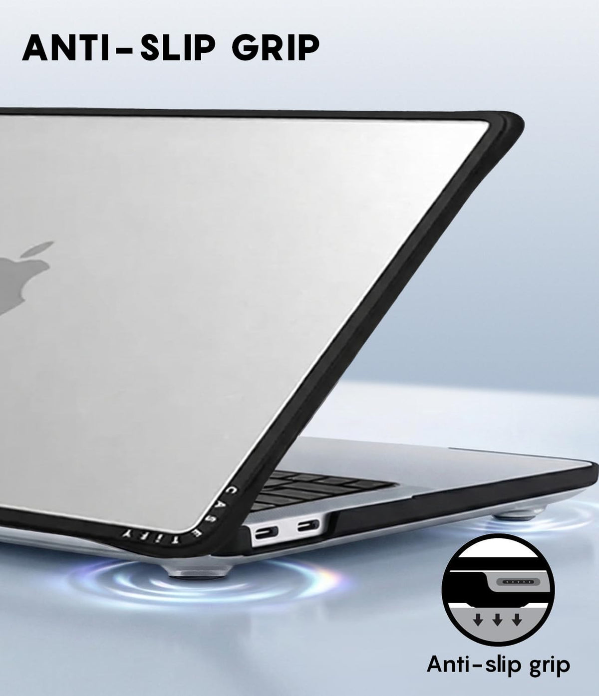 CASETiFY Impact MacBook Air 13.6" (M2-M5) Case [Cushioned Impact Corners/Scratch-Resistant/Anti-Slip Grip] - Groovy Clear - Clear Black