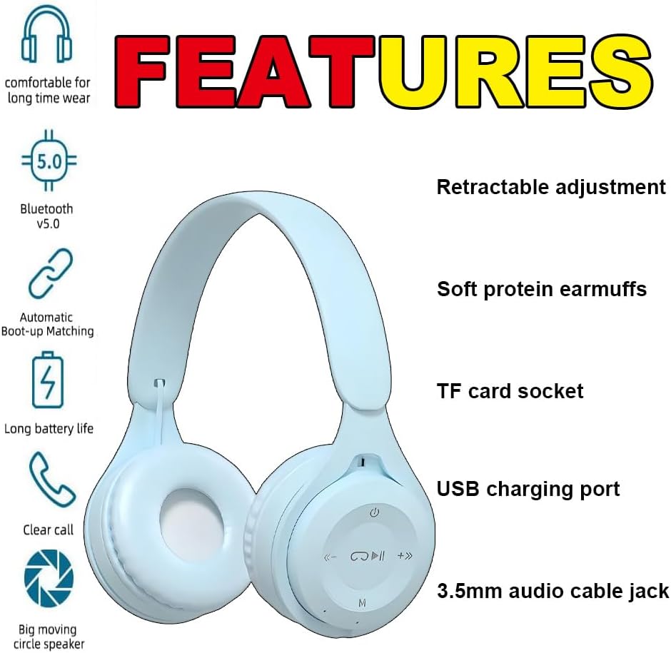 Generic Headset Upgraded Hybrid Noise Cancelling Bluetooth Headphones Over Ear Wireless Bluetooth with Mic Soft-Earpads