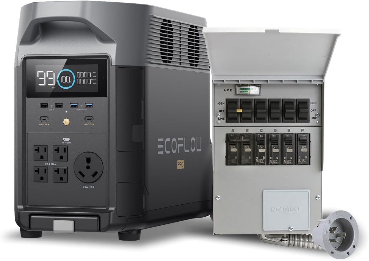 EF ECOFLOW 120V Home Backup Kit: DELTA Pro 3600Wh Power Station with Transfer Switch Kit, 3600W AC Output, Solar Generator for Home Use, Emergency, RV