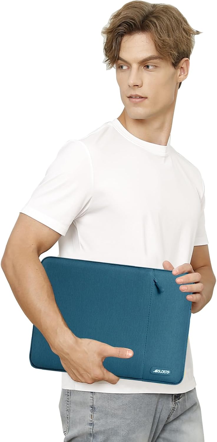 MOSISO Laptop Case 12.3 inch, 11.6-12.3 inch Laptop Sleeve Compatible with MacBook Air 11.6, Acer HP Dell Lenovo Samsung, Surface Pro, Polyester Vertical Computer Sleeve Bag with Pocket, Deep Teal