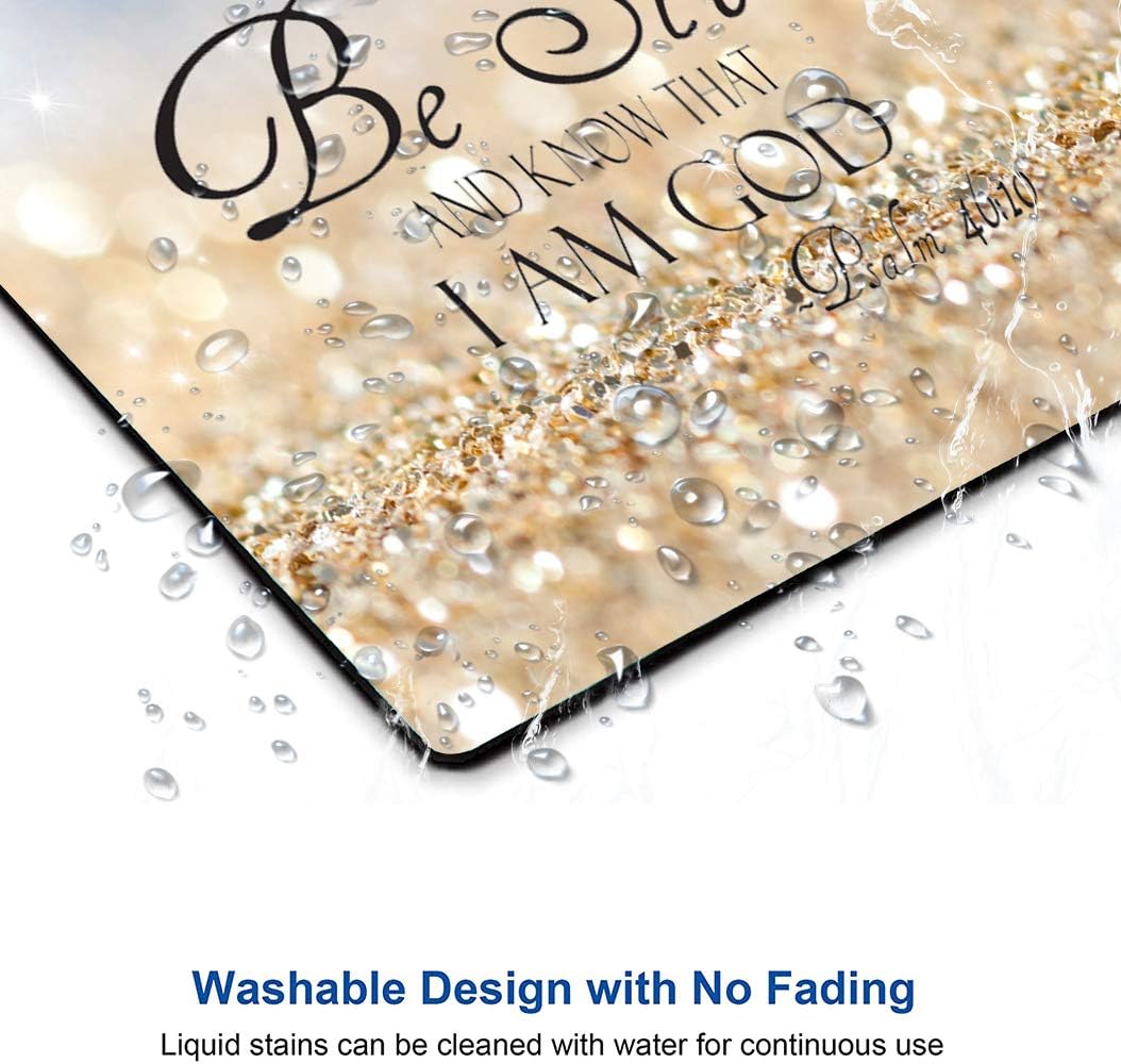 Christian Bible Verses Square Waterproof Mouse Pad Non-Slip Rubber Base MousePads for Office Laptop, 9.5"x7.9"x0.12" Inch(Be Still)