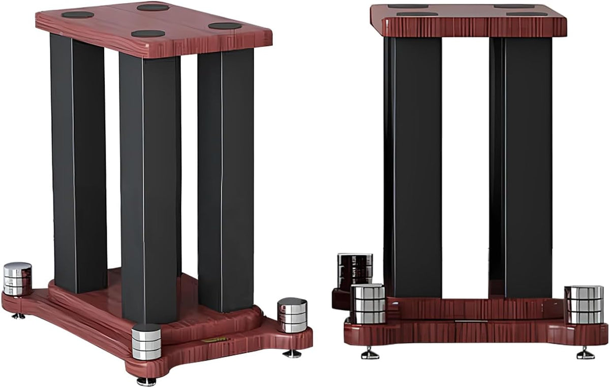 A Pair of Universal Speaker Stands, Heavy Duty Speaker Stands Holds Bookshelf Speaker Satellite Speaker Large Speaker, Vibration-Absorbing MDF Design, Holds 88lbs Speaker (Teak, 20cm/7.8in)