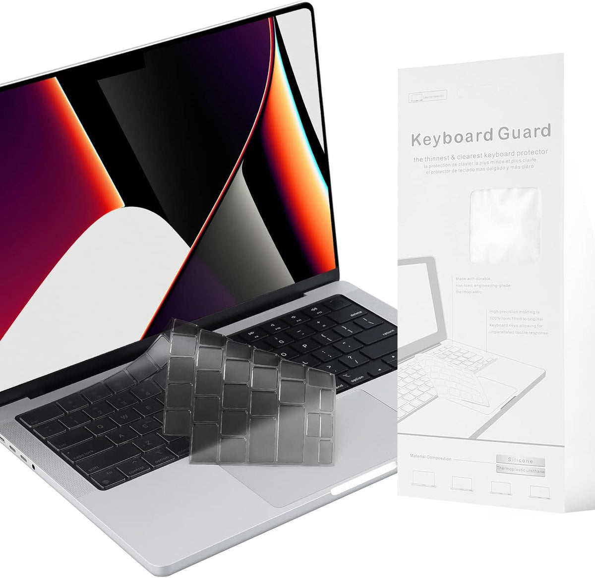 EooCoo Premium Keyboard Cover Skin Ultra Thin Protector Compatible with 2025-2021 MacBook Air 15" 13.6" M4 M3 M2 Chip, MacBook Pro 14" 16" M4 M3 M2 M1 Pro Max Chip, Tinted
