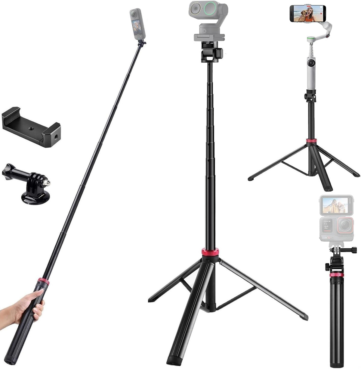 AceTaken 81'' Link-2-Pro Insta360 2 2c 2,Link 2c X5 X4 X3,Go 3S 2 2 Webcam Floor Tripod-Stand,Selfie Stick Holder