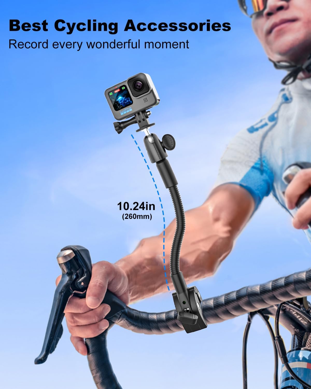 Gooseneck Clamp Camera Mount with 1/4“ 3/8" 5/8" Screw, Go Pro Mounts for Handlebar, Desk, Tube, Cross Bar, Compatible with GoPro Hero 13/Baby Monitor/Logitech Webcam/Insta 360/Field Monitor